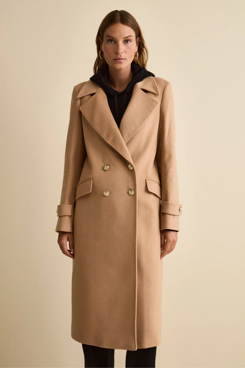 Cappotto Lungo Doppiopetto in Misto Lana e Cahsmere - CAMMELLO