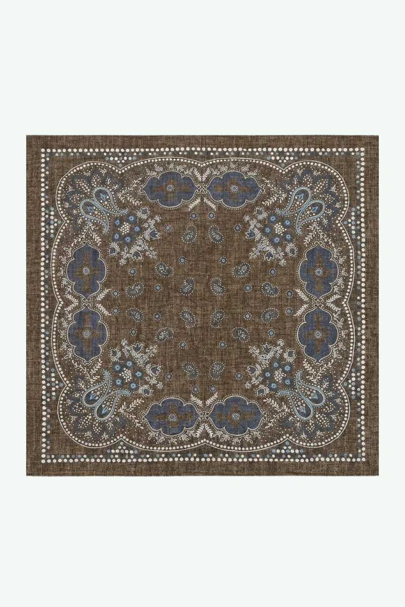 Foulard in Cotone con Stampa Fantasia - FANT. MARRONE