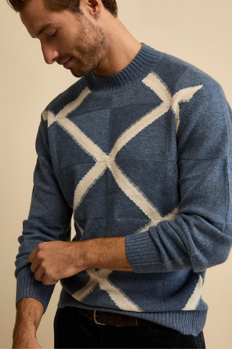 Lupetto Jacquard in Lana e Cashmere - JEANS MELANGE