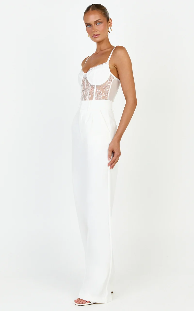 Iris Bodysuit - Corset Lace Bodysuit in Cream