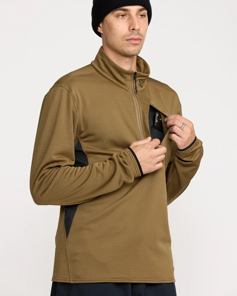 Gridlock Mock Neck Fleece Sweatshirt - Bronze