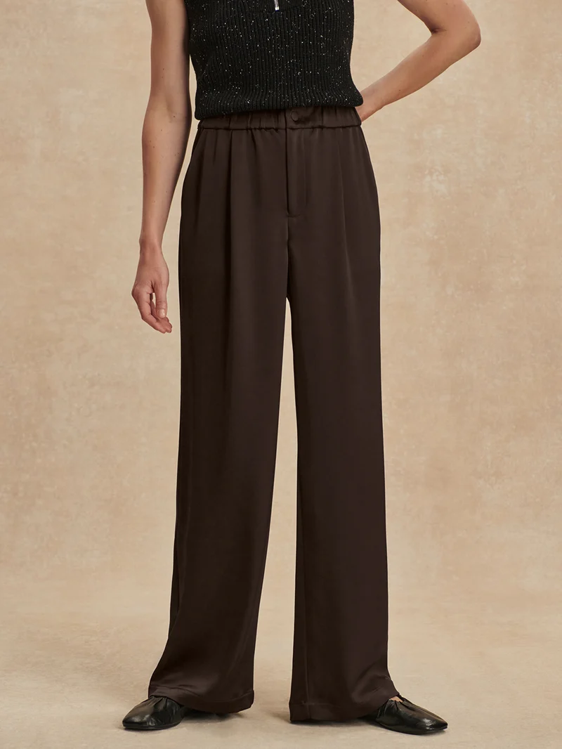 Light Satin Wide Leg Pant Long