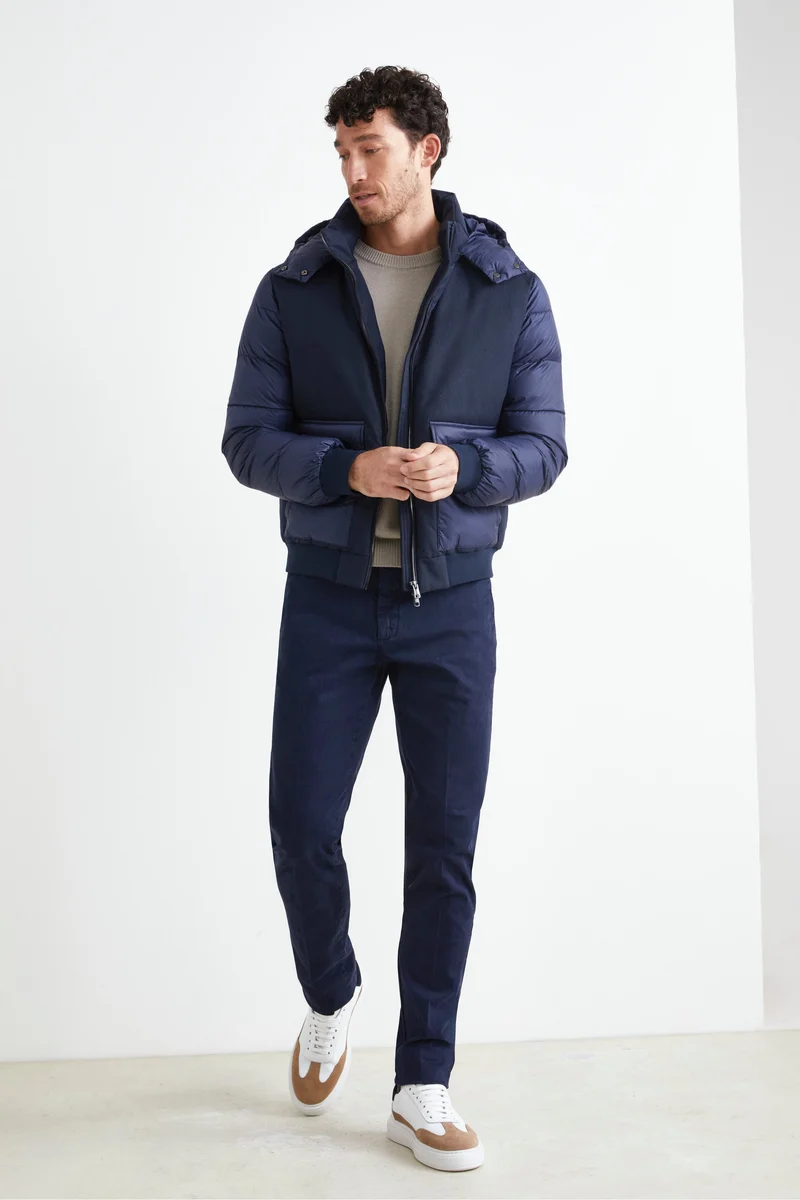 Piumino Trapuntato con Cappuccio - BLU