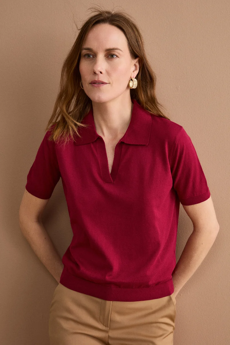 Polo Derby Mezza Manica in Cotone - BORDEAUX