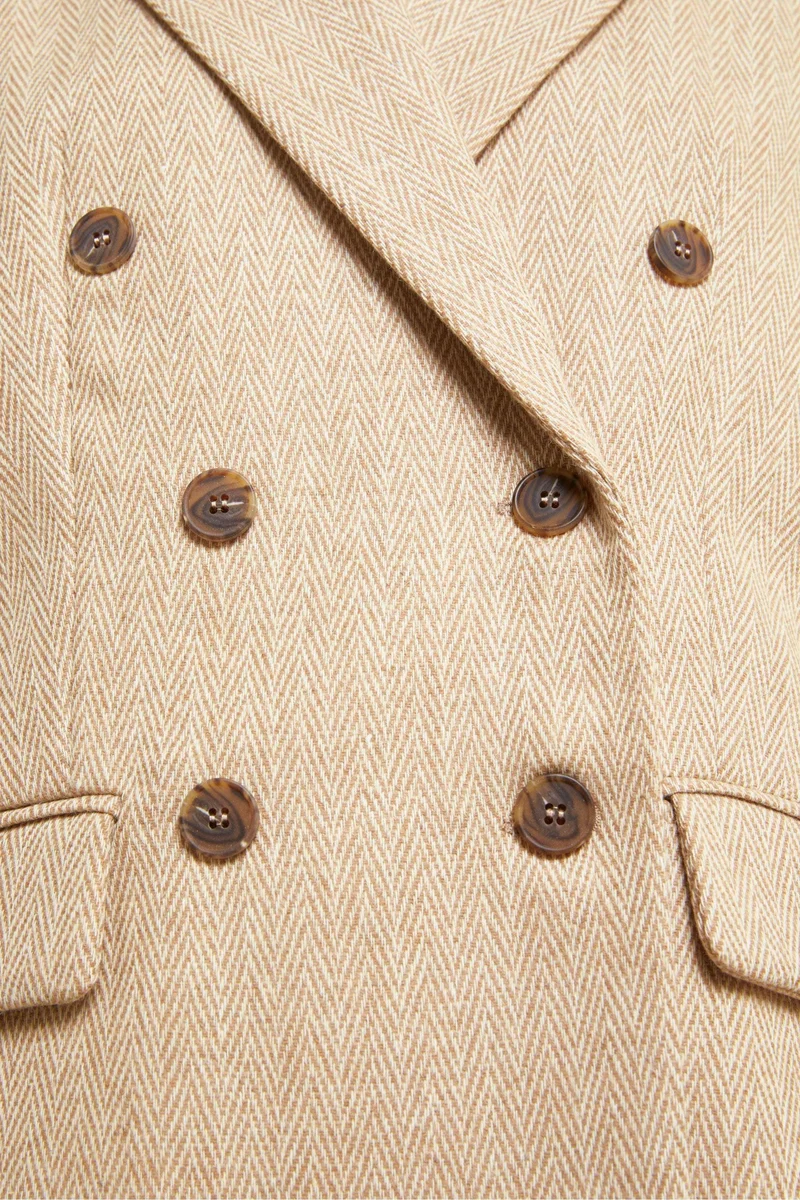 Giacca Over Doppiopetto in Lana - BEIGE SPIGATO