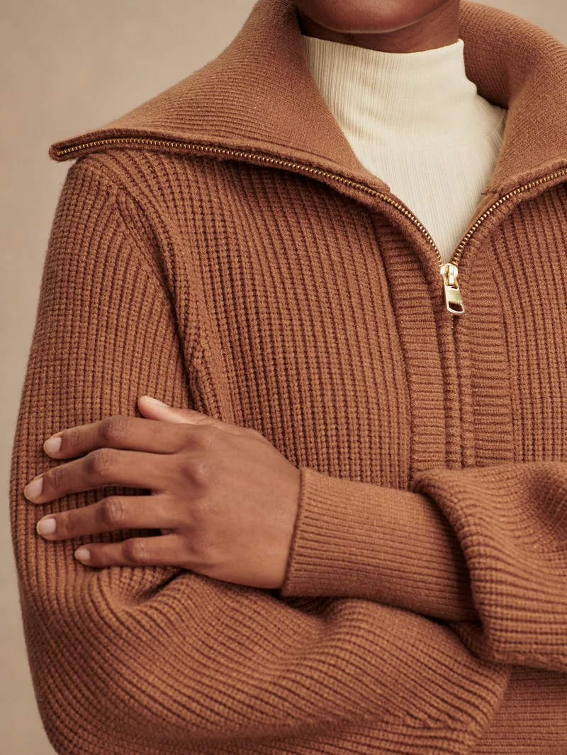 Maura Half Zip Rib Knit