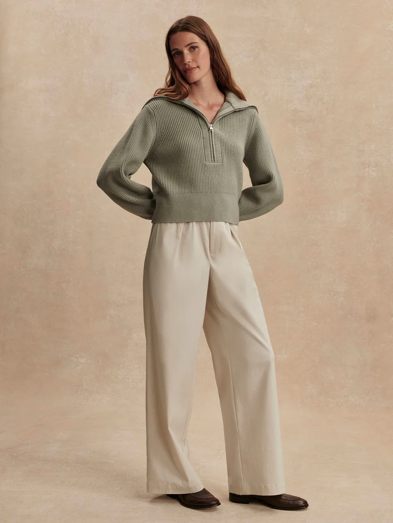 Maura Half Zip Rib Knit