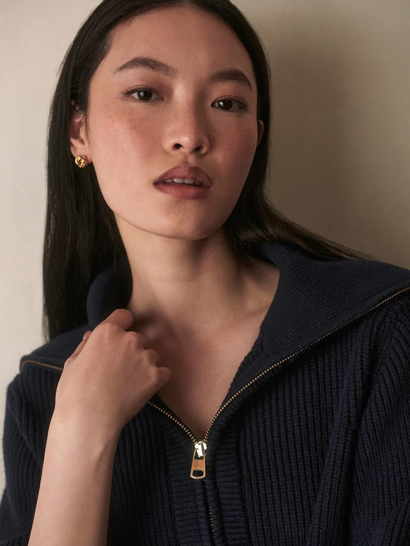 Maura Half Zip Rib Knit