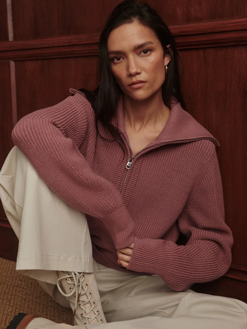 Maura Half Zip Rib Knit