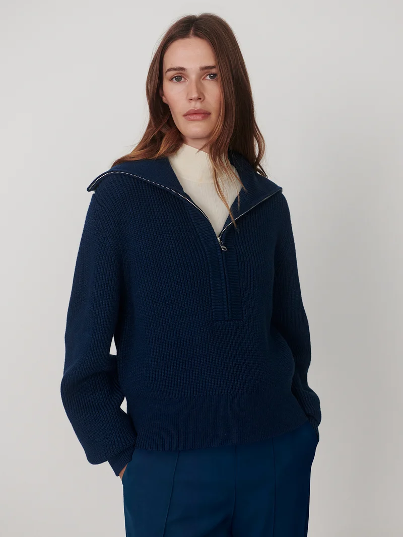 Maura Half Zip Rib Knit