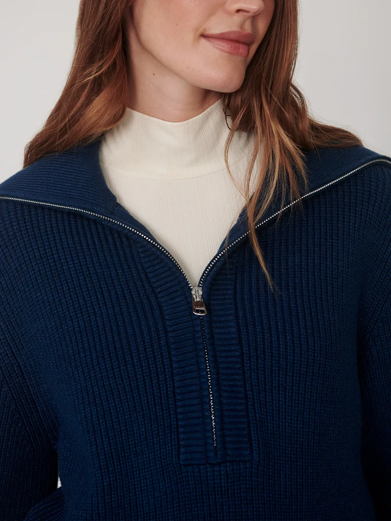 Maura Half Zip Rib Knit