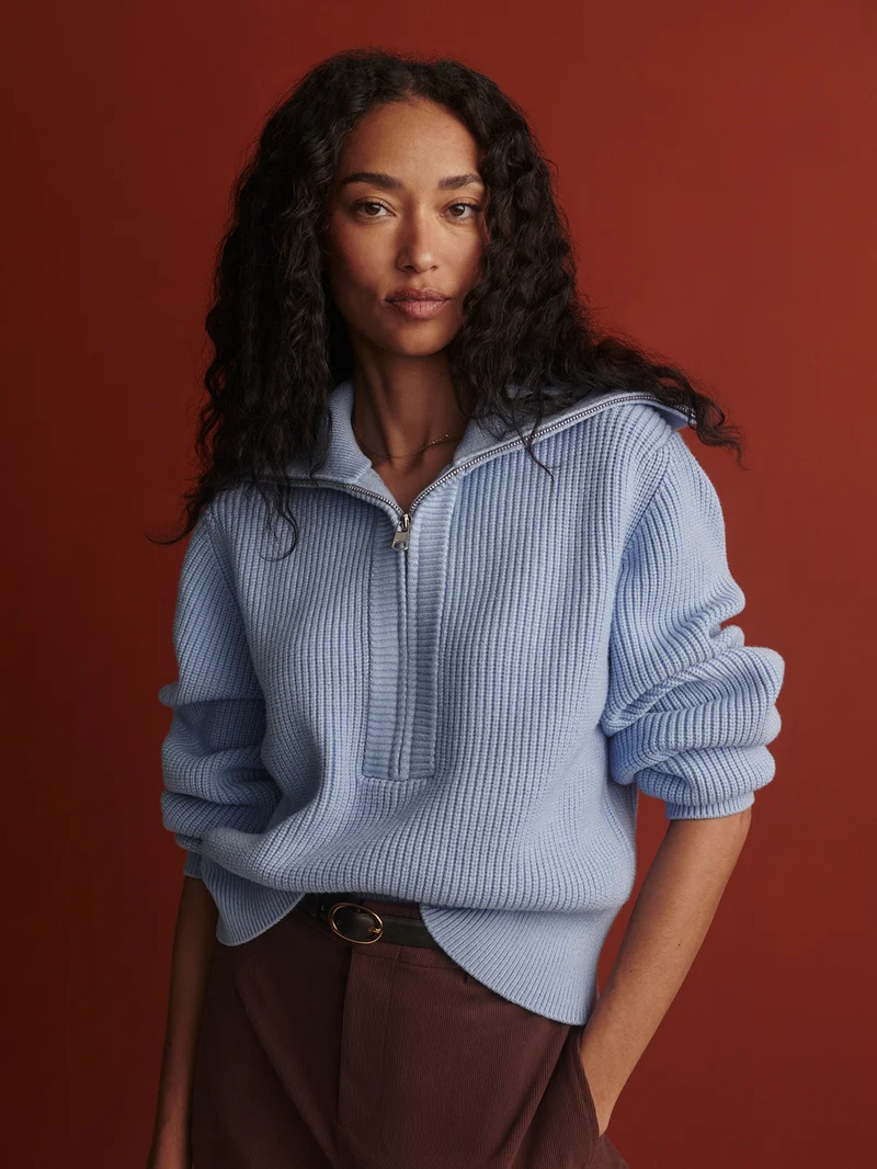 Maura Half Zip Rib Knit