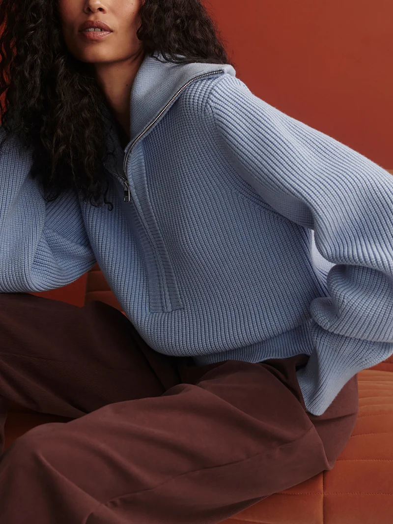 Maura Half Zip Rib Knit