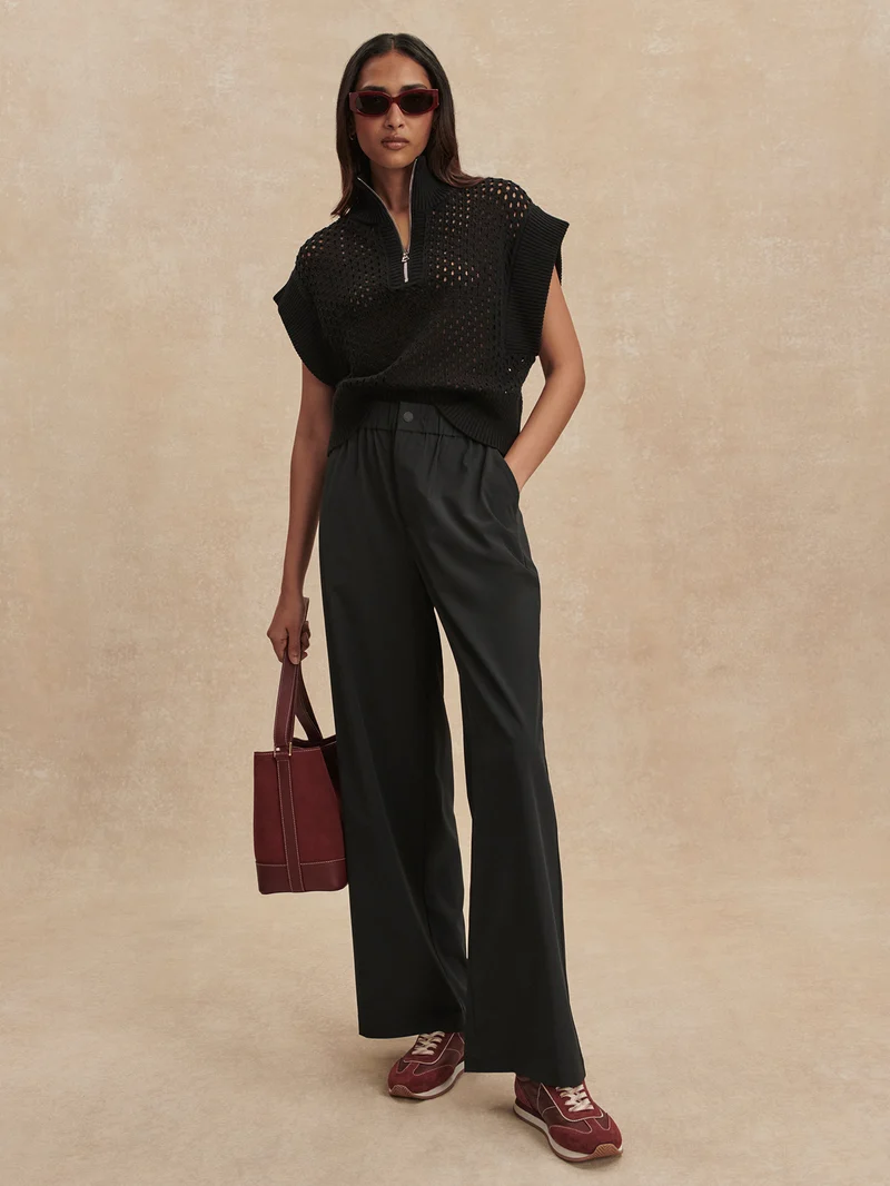 Lightweight Stretch Wide Leg Travel Pant Long