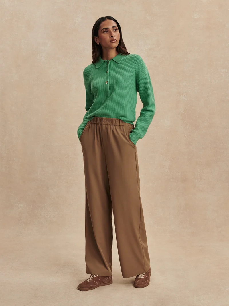 Lightweight Stretch Wide Leg Travel Pant Long