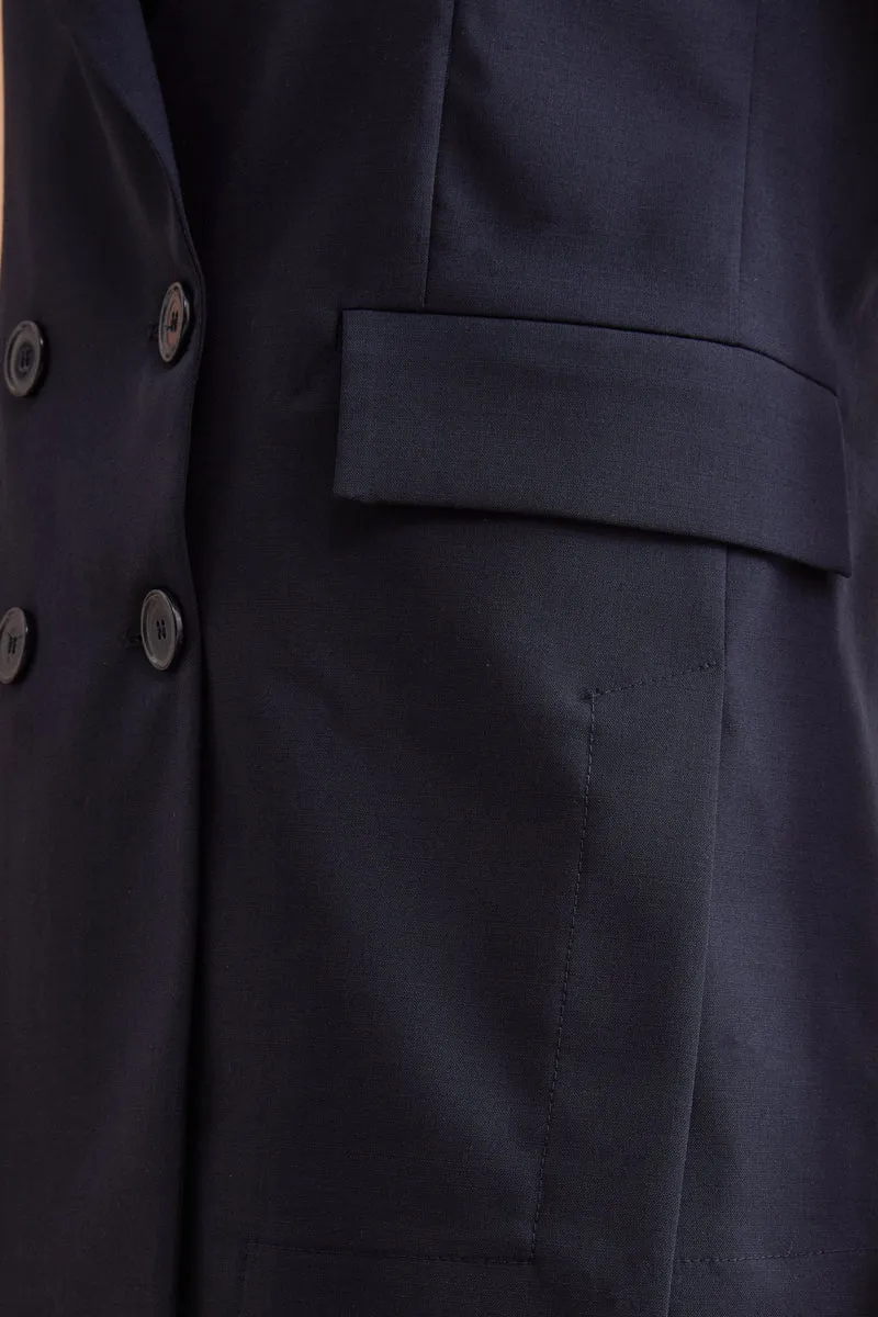 Gilet Doppiopetto da Cerimonia in Lana Vergine - BLU