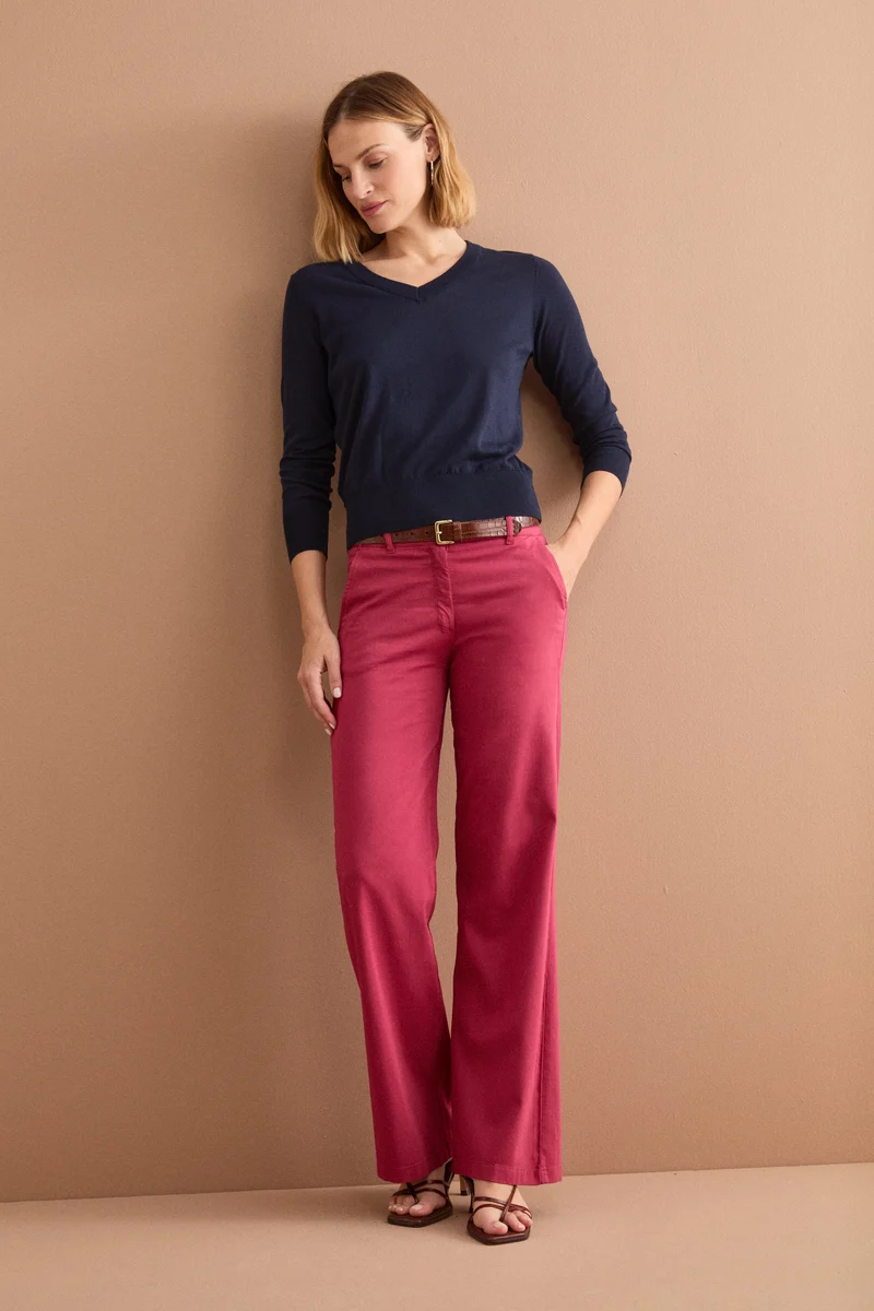 Maglia Boxy in Cotone con Scollo a V - BLU