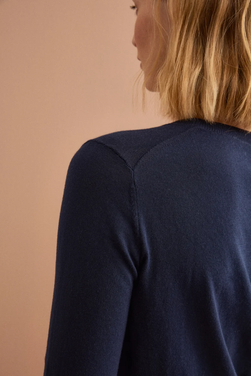 Maglia Girocollo Boxy in Cotone - BLU
