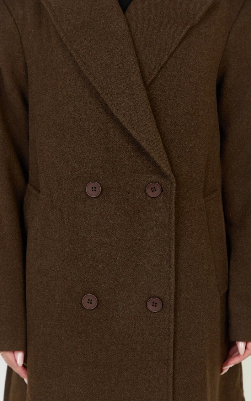 Eloise Coat - Oversized Longline Tailored Coat in Mocha Brown