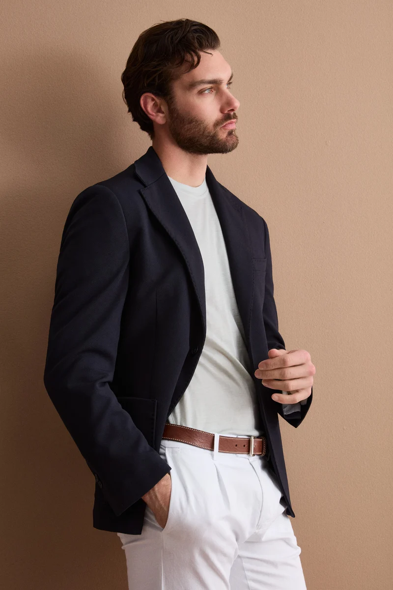 Giacca Slim Fit Semifoderata Revers Classico - BLU