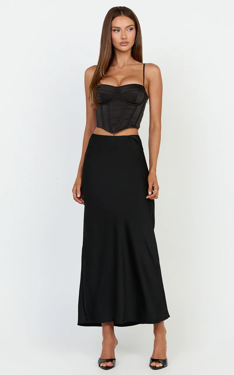 Allegra Top - Panelled Cup and Bodice Corset Top in Black