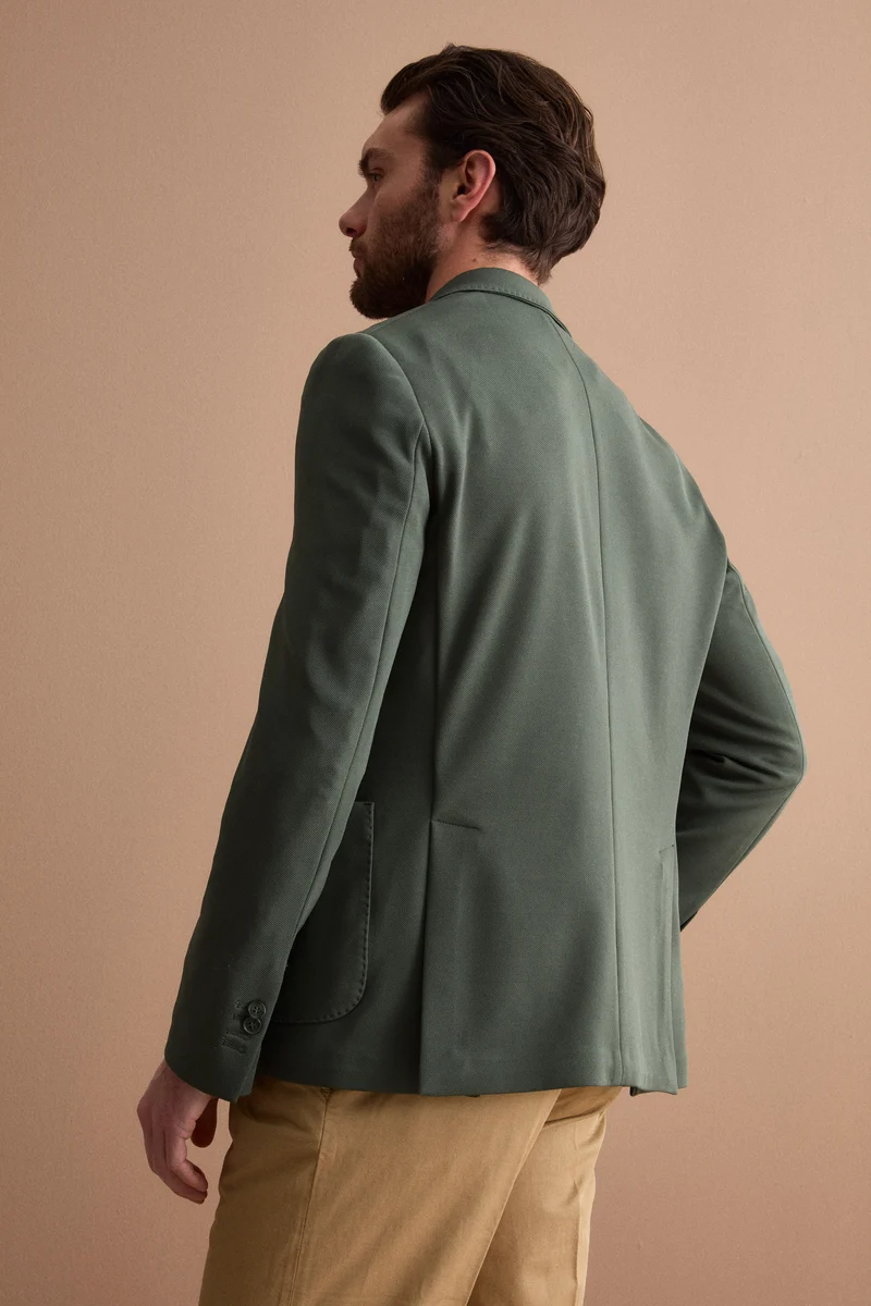Giacca Slim Fit Semifoderata Revers Classico - VERDE