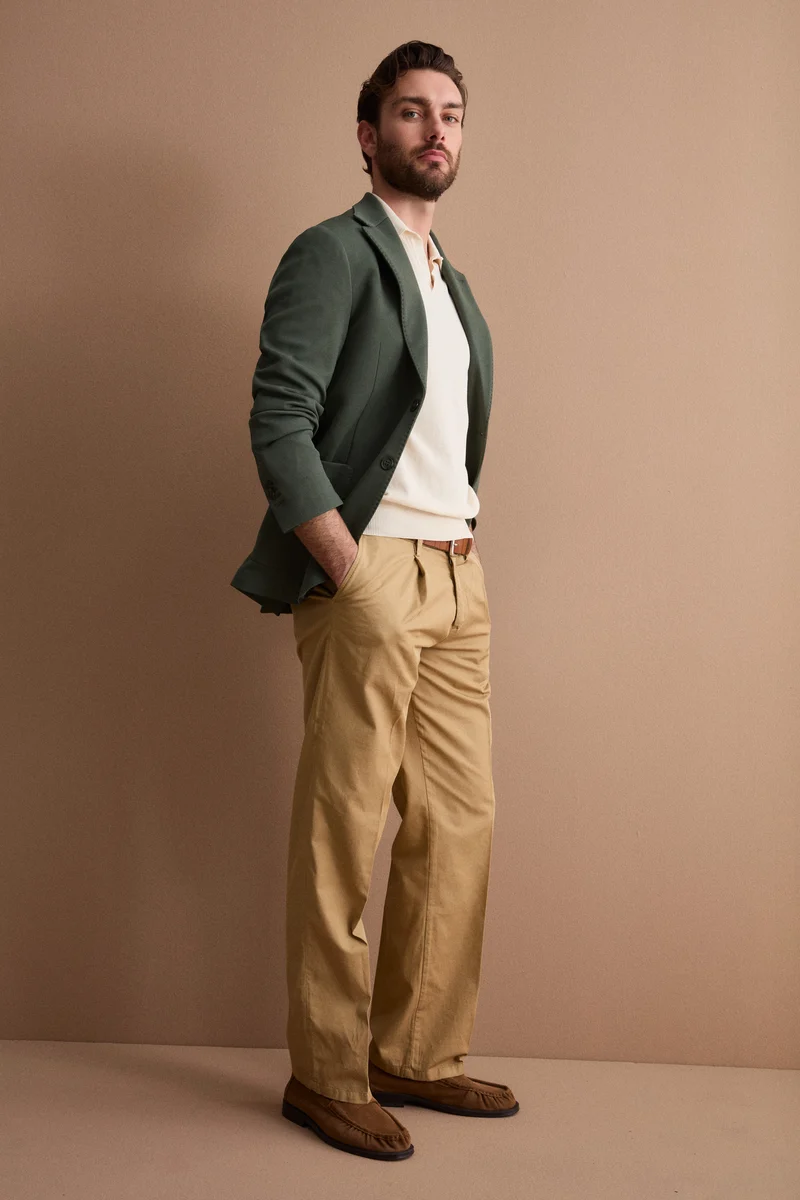 Giacca Slim Fit Semifoderata Revers Classico - VERDE