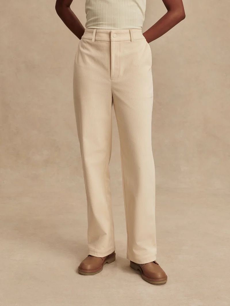 Plush Cord Straight Leg Trouser Long