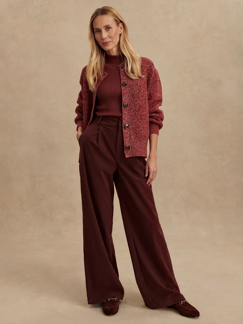 Plush Cord Wide Leg Trouser Long