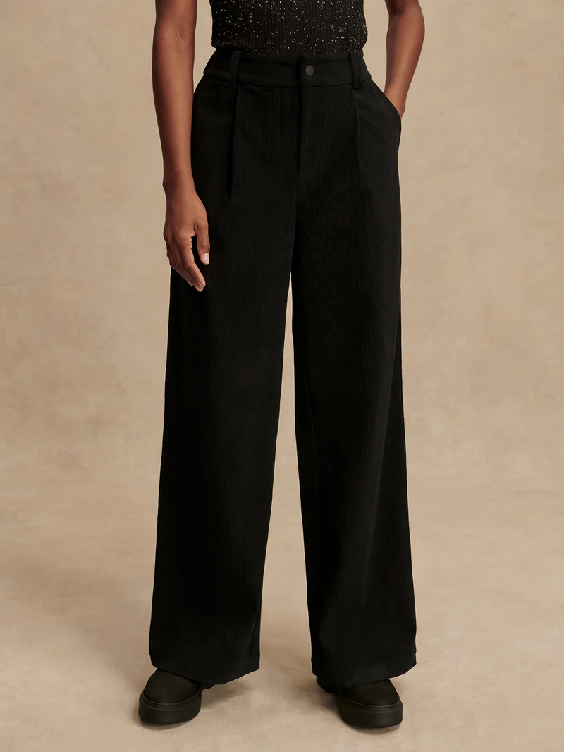 Plush Cord Wide Leg Trouser Long