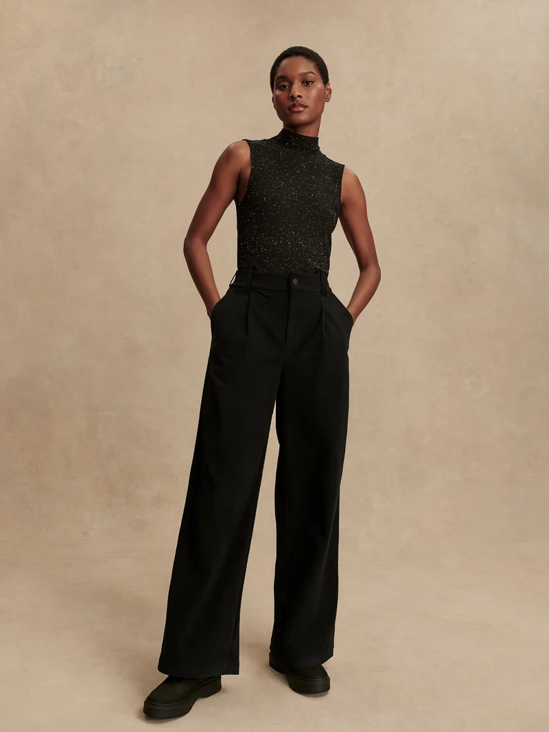 Plush Cord Wide Leg Trouser Long