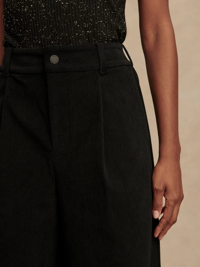 Plush Cord Wide Leg Trouser Long