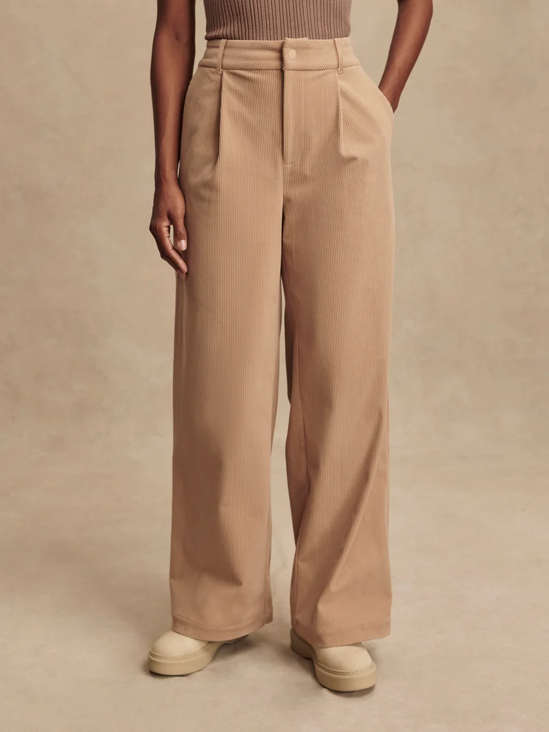 Plush Cord Wide Leg Trouser Long