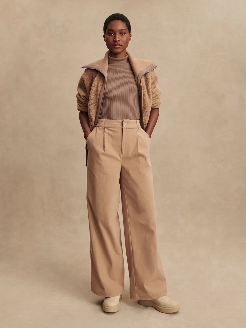 Plush Cord Wide Leg Trouser Long