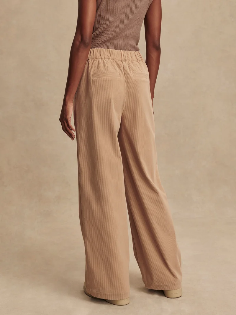 Plush Cord Wide Leg Trouser Long