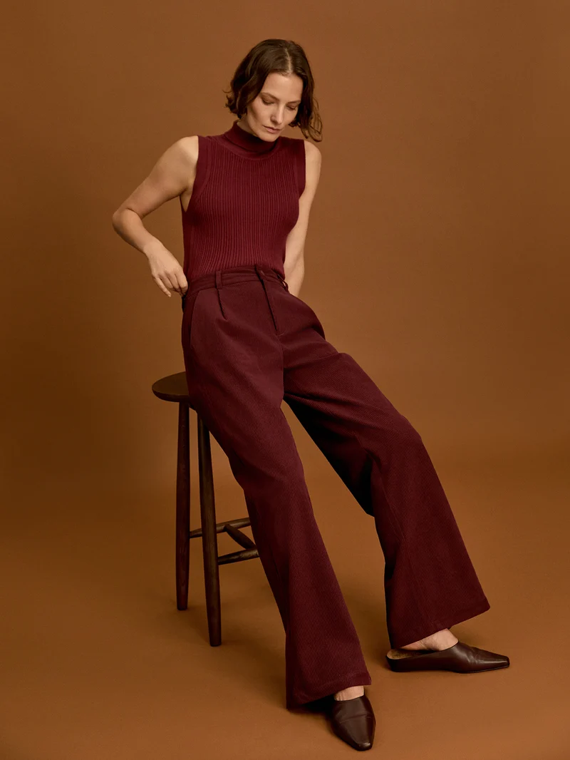 Plush Cord Wide Leg Trouser Regular