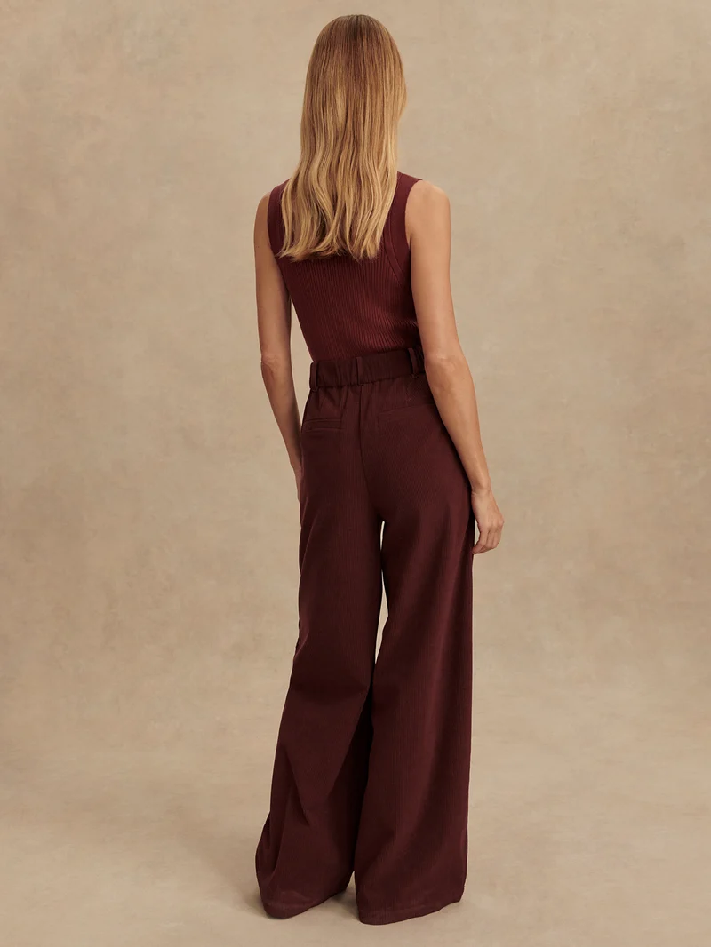 Plush Cord Wide Leg Trouser Regular