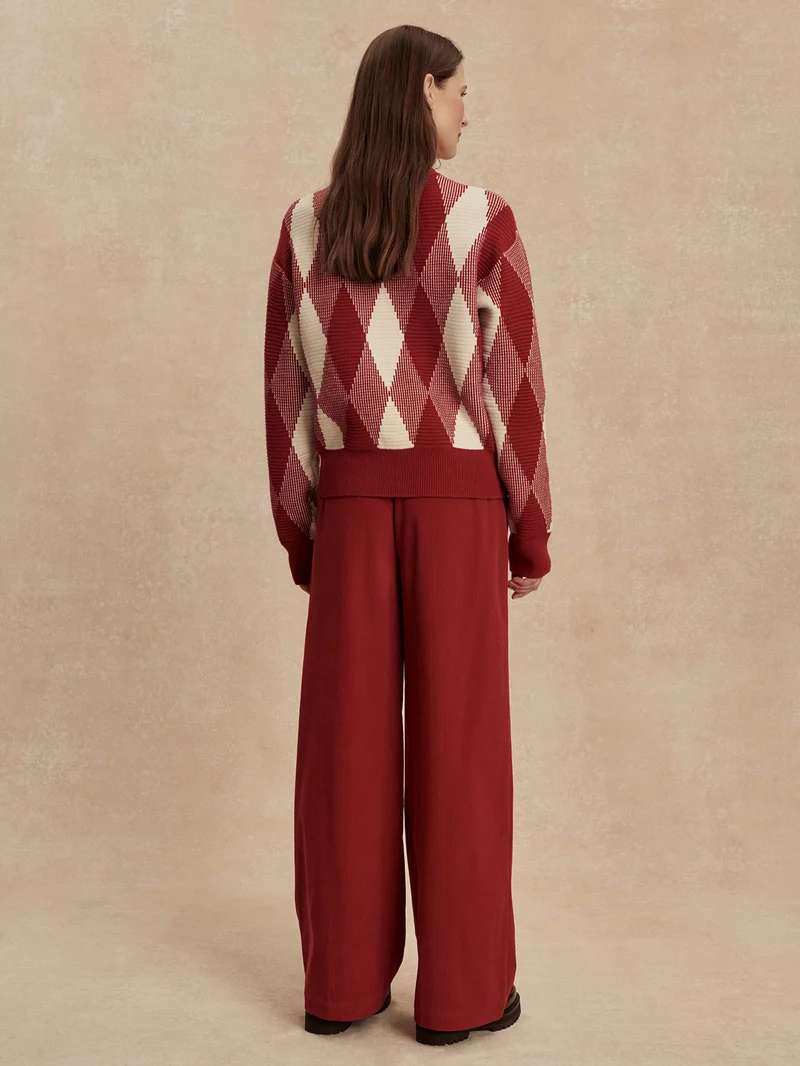 Plush Cord Wide Leg Trouser Regular