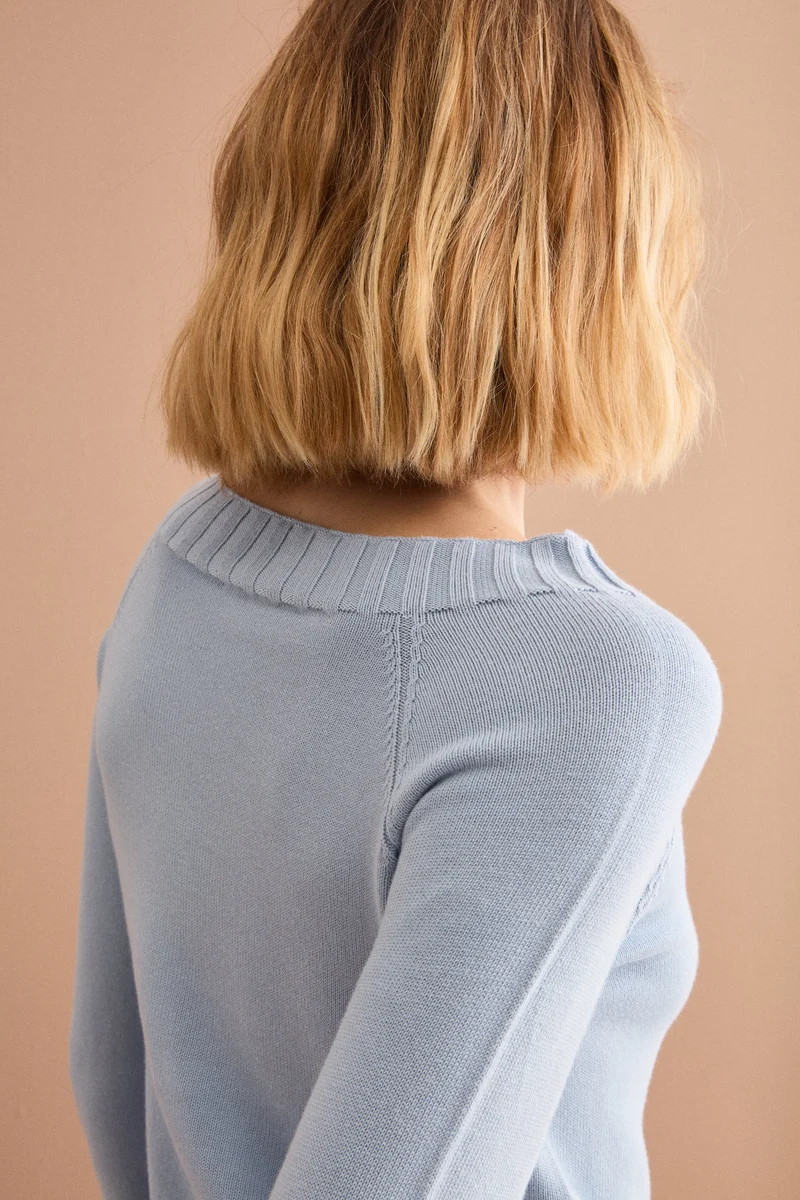 Maglia Barchetta in Cotone con Manica Raglan - AZZURRO