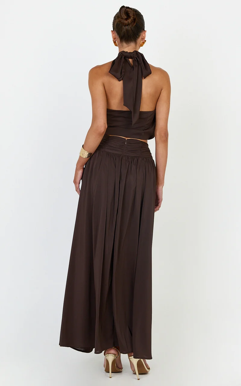Melanie Top - Halter Neck Top in Brown