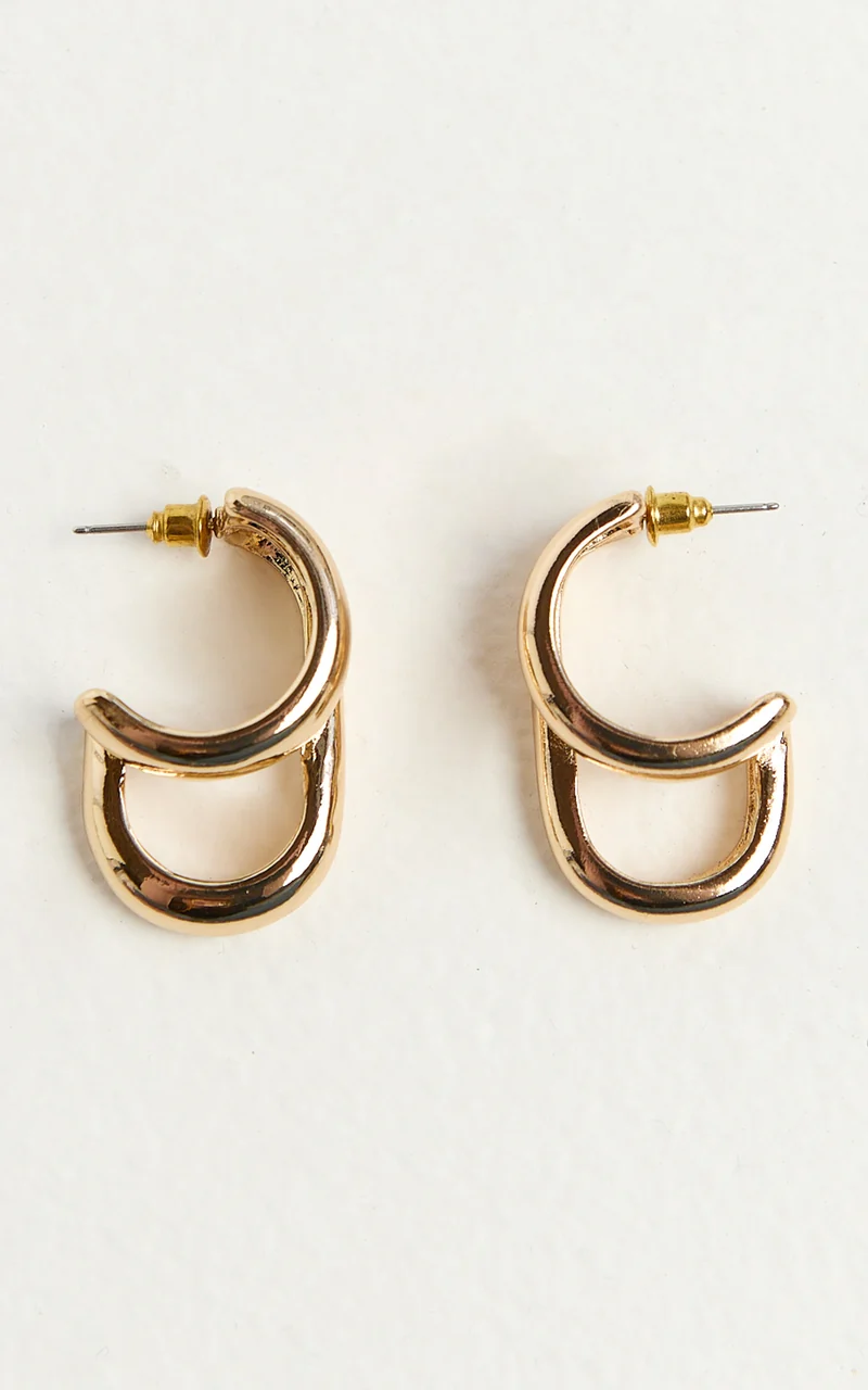 Eileen Earrings - Double Hoop Earrings in Gold