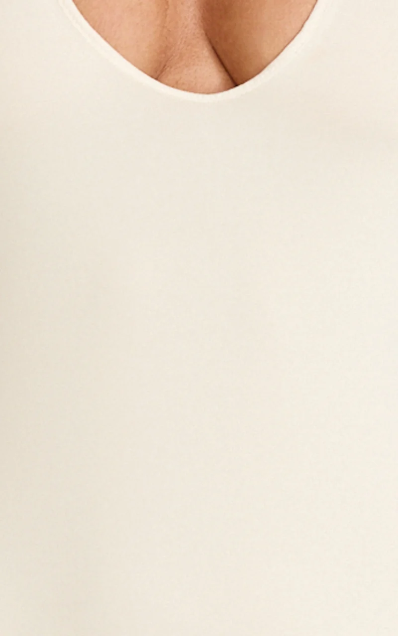 Jade Bodysuit - Deep V Halter Neck Tie Back High Leg Bodysuit in Ivory