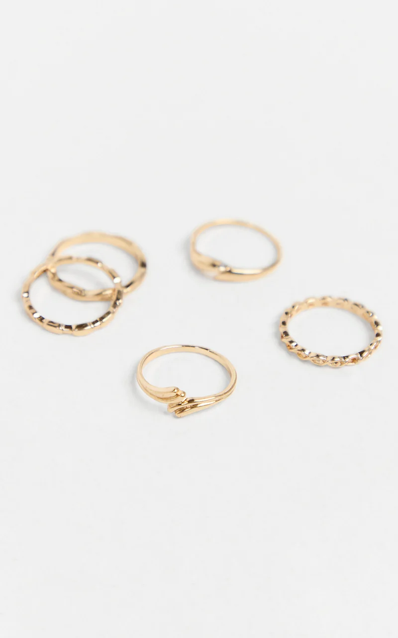 Idris 5 Pack Rings in Gold