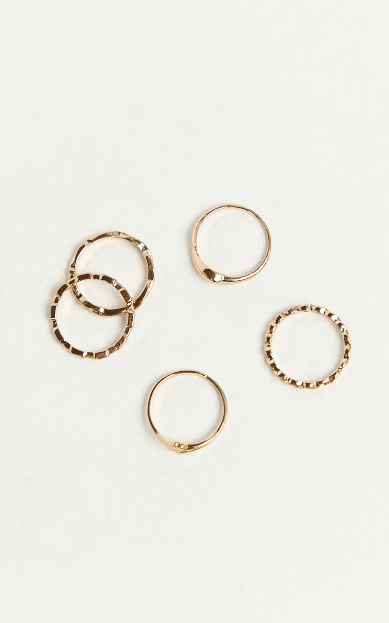 Idris 5 Pack Rings in Gold
