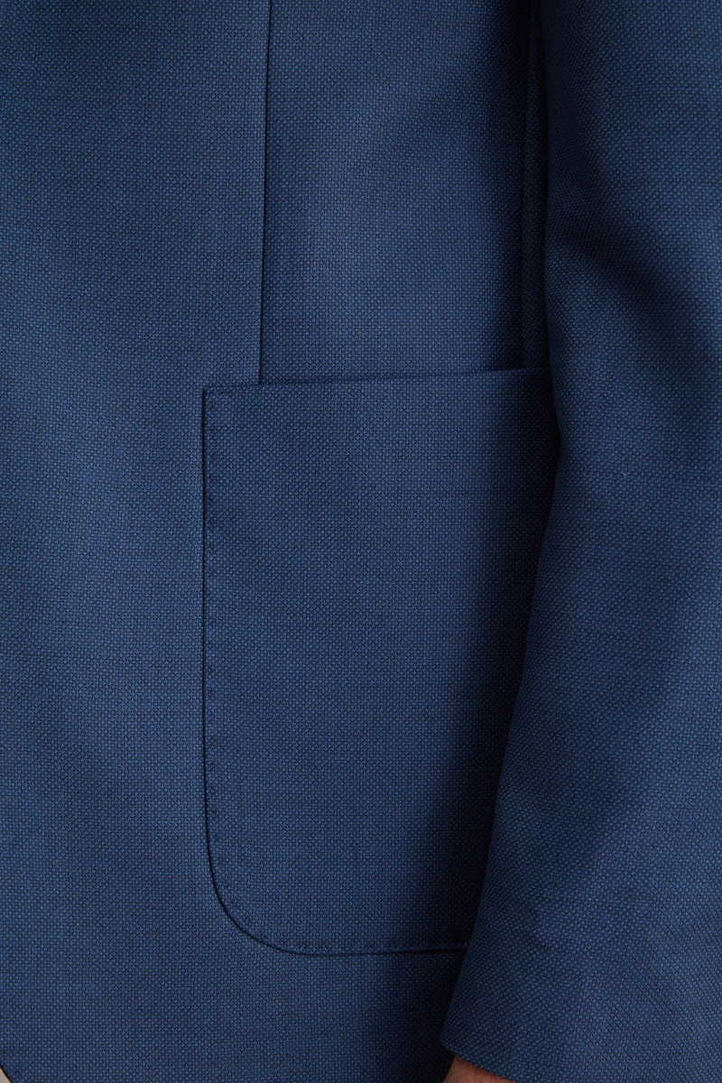 Giacca Monopetto Foderata Slim Fit in Pura Lana Vergine - FANT. BLU