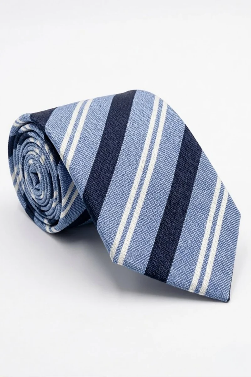 Cravatta in Seta a Righe - RIGATO BLU/AZZURRO