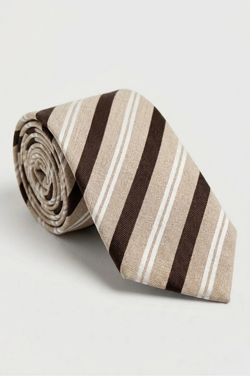 Cravatta in Seta a Righe - RIGATO MARRONE/BEIGE