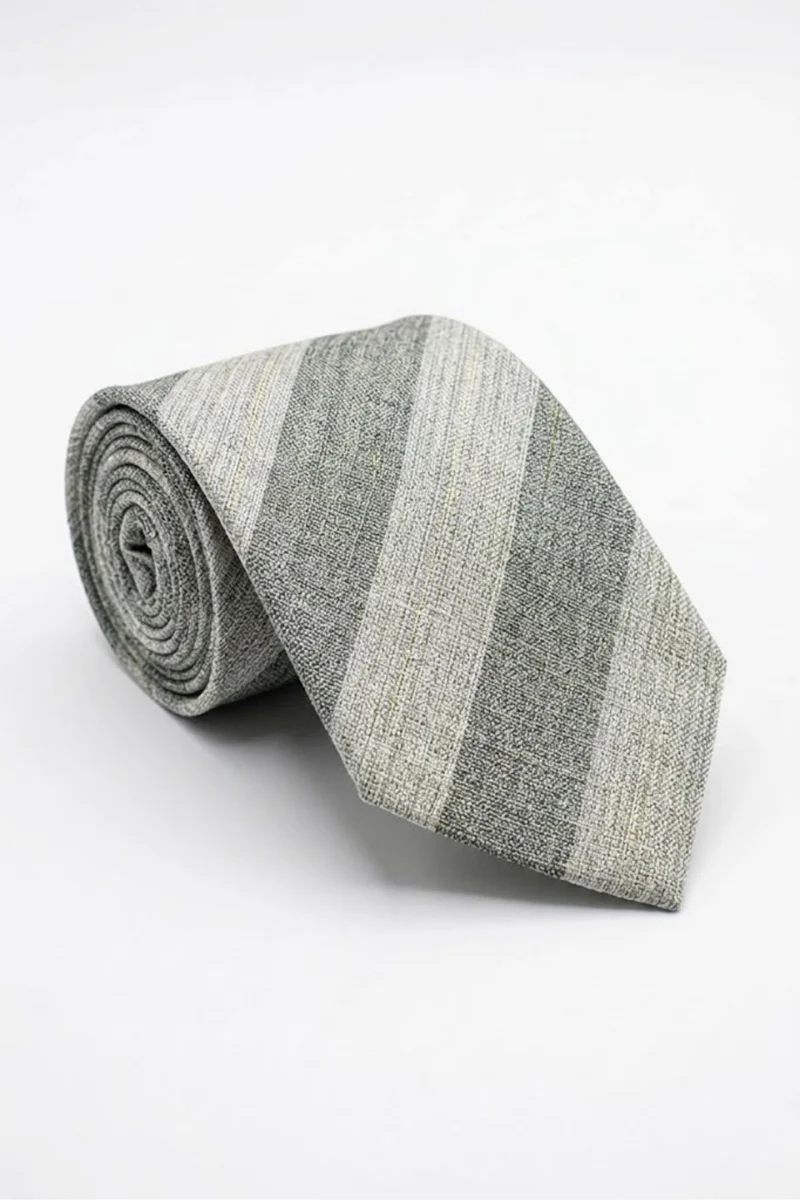 Cravatta Misto Lino a Fantasia Rigata - BEIGE RIGATO