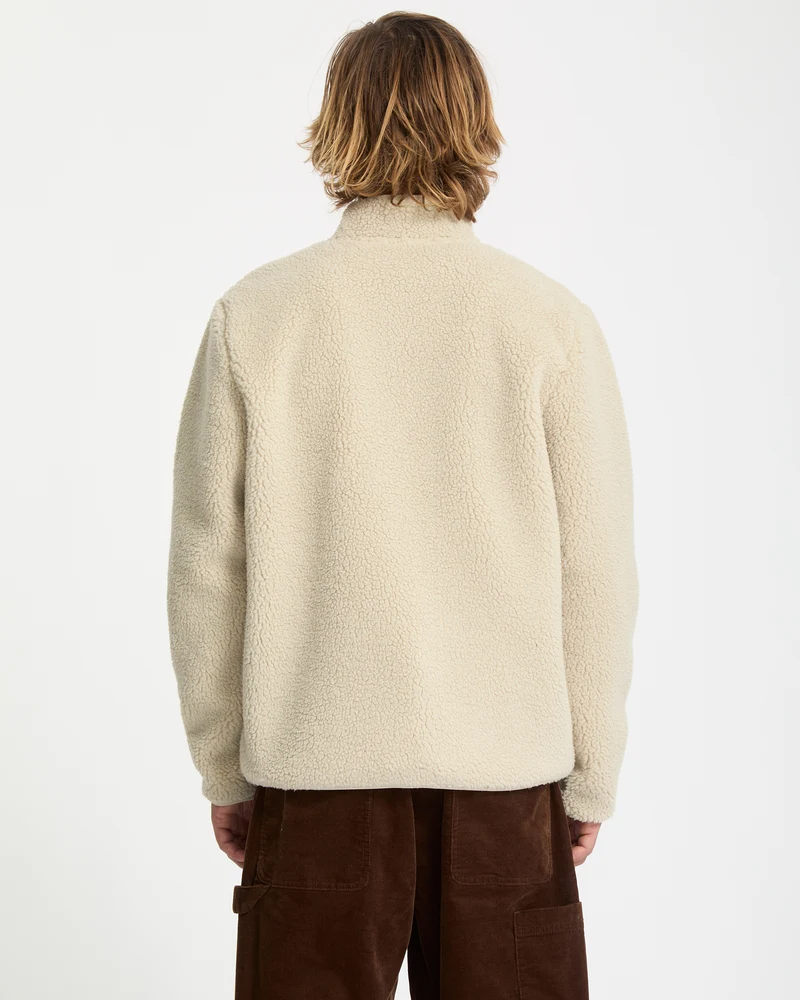 Muzzer Fuzzar Zip-Sherpa-Sweatshirt - Stone