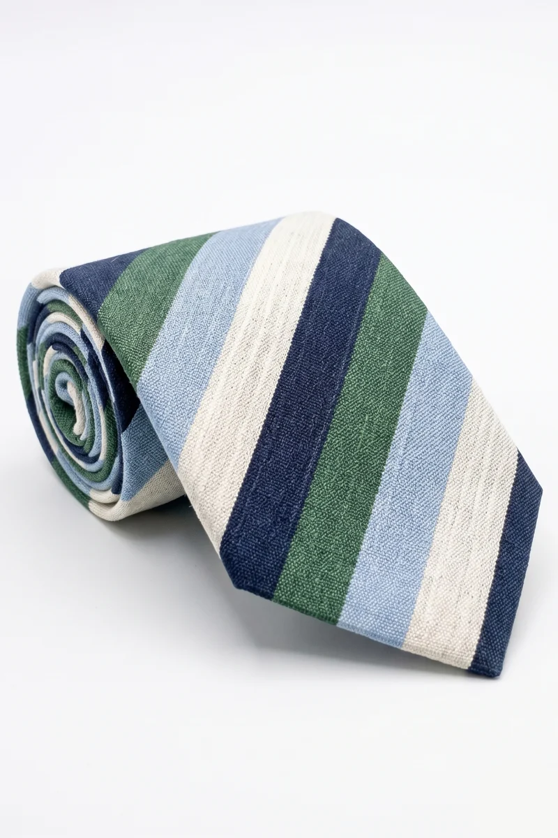 Cravatta Casual in Seta a Righe - RIGATO BLU/VERDE